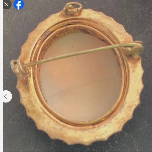 Antique Vintage Carved Shell Cameo Brooch Pinchbeck? Pink Cheek - Picture 6 of 6